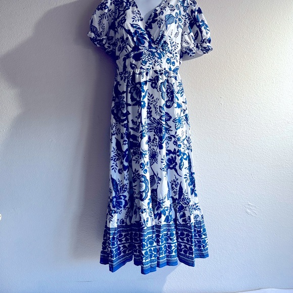 SHEIN Dresses & Skirts - SHEIN ALLOVER FLORA PRINT PUFF SLEEVE SURPLICE NECK DRESS SIZE MEDIUM